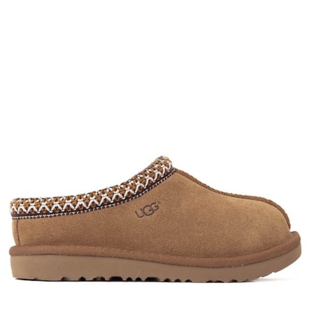 UGG Brown Suede Slip-On Shoes with Braided Accent